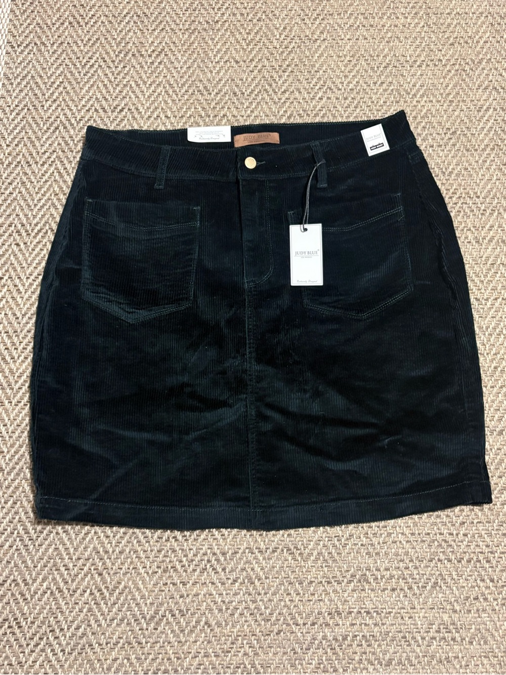 Judy Blue Stretch Corduroy Skirt 3XL High Waist Patch Pocket Emerald NWT